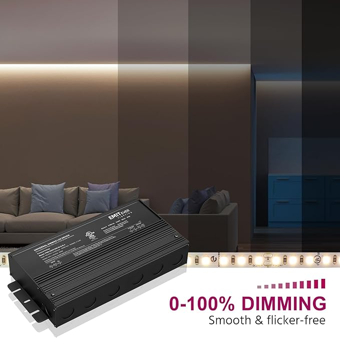 EMITEVER Dimmable Led Driver, 500W AC 110V-277V to DC 24V Transformer, 5-in-1
