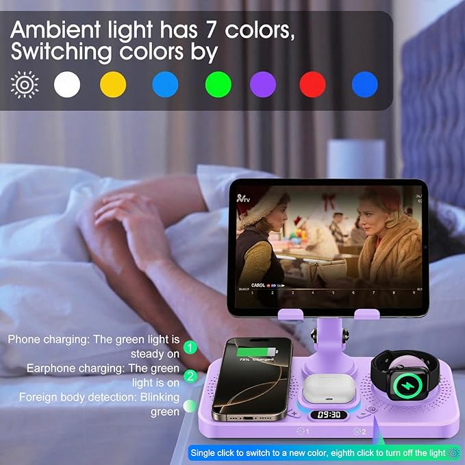 30W Charging Station for Apple Products, Foldable Wireless Charger