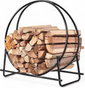Goplus Firewood Rack, 32.5 Inch Outdoor Firewood Log Hoop with 440LBS Capacity, Heavy Duty Steel Wood Storage Rack, Indoor Firewood Holder for Fireplace Home Fire Pit