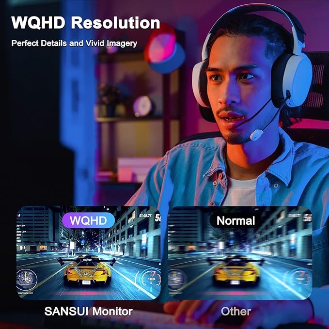 SANSUI 27 Inch WQHD 2560 x 1440 IPS Gaming Monitor, 200Hz 180Hz 1ms Computer
