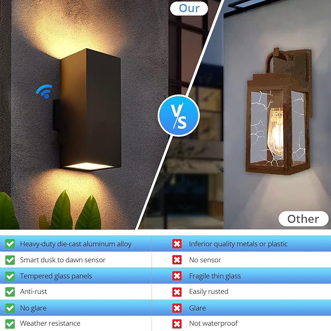 wowlite Modern Up Down Wall Lights Outdoor