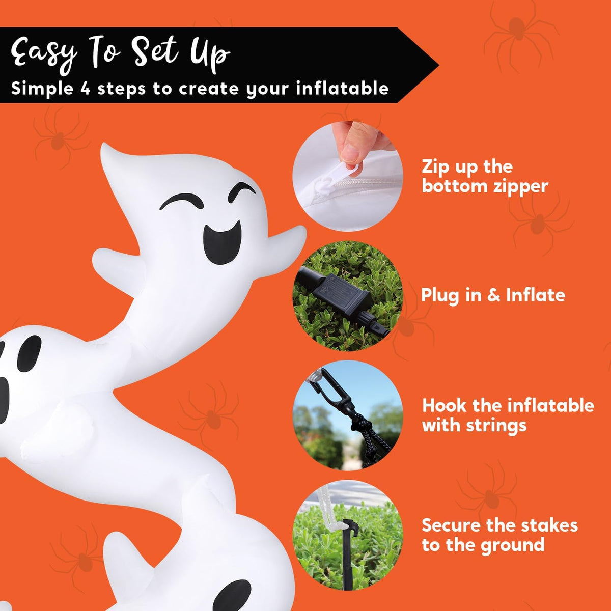JOYIN 8ft Tall Halloween Inflatables Outdoor Decorations, Inflatable Ghosts Hugging Tree, Light Up Ghost Halloween Blow Up Yard Decoration for Patio Lawn Garden Trees Outside Holiday Decor