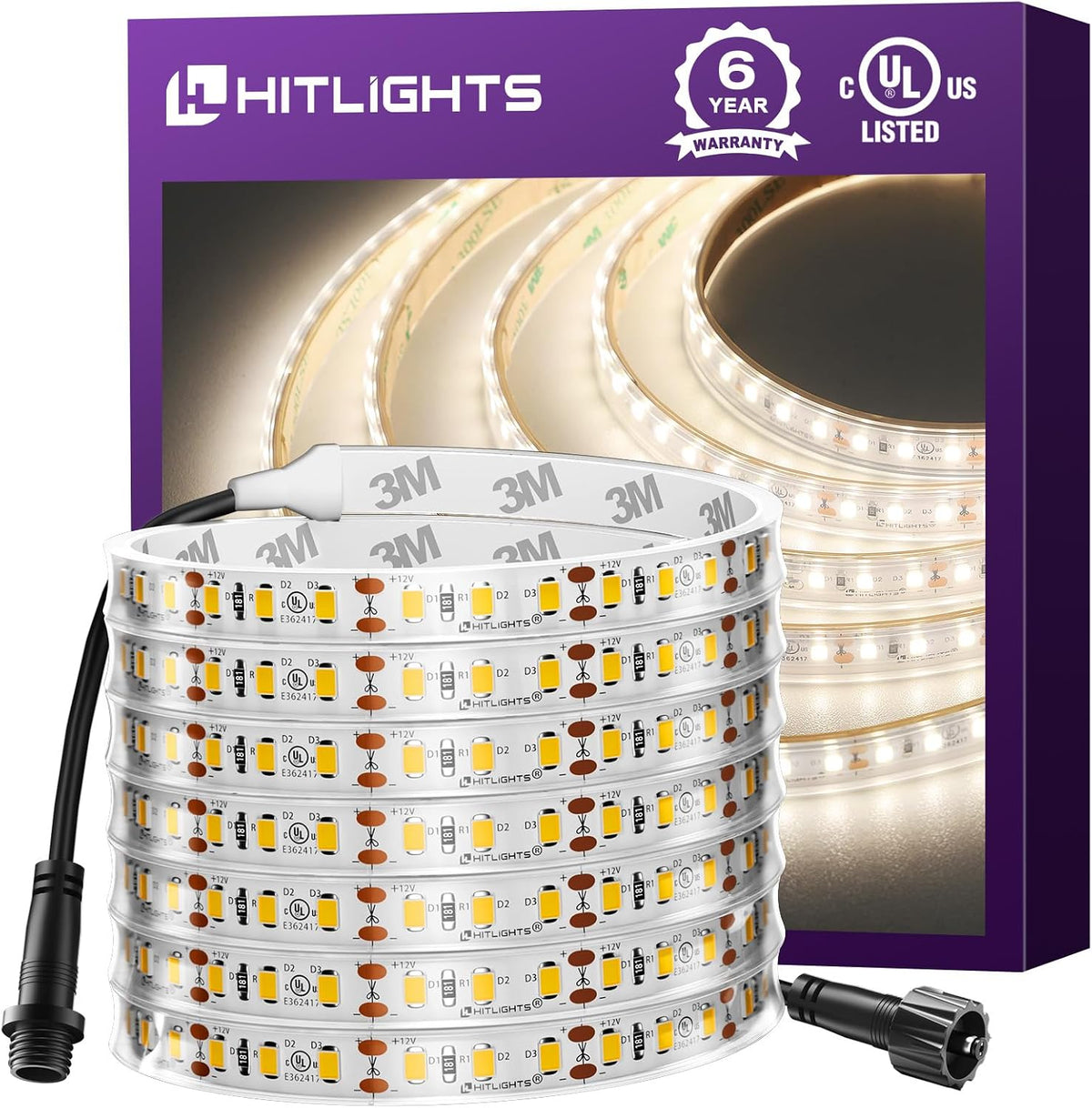 Outdoor LED Strip Lights Waterproof White, 16.4ft IP67 High Density Dimmable