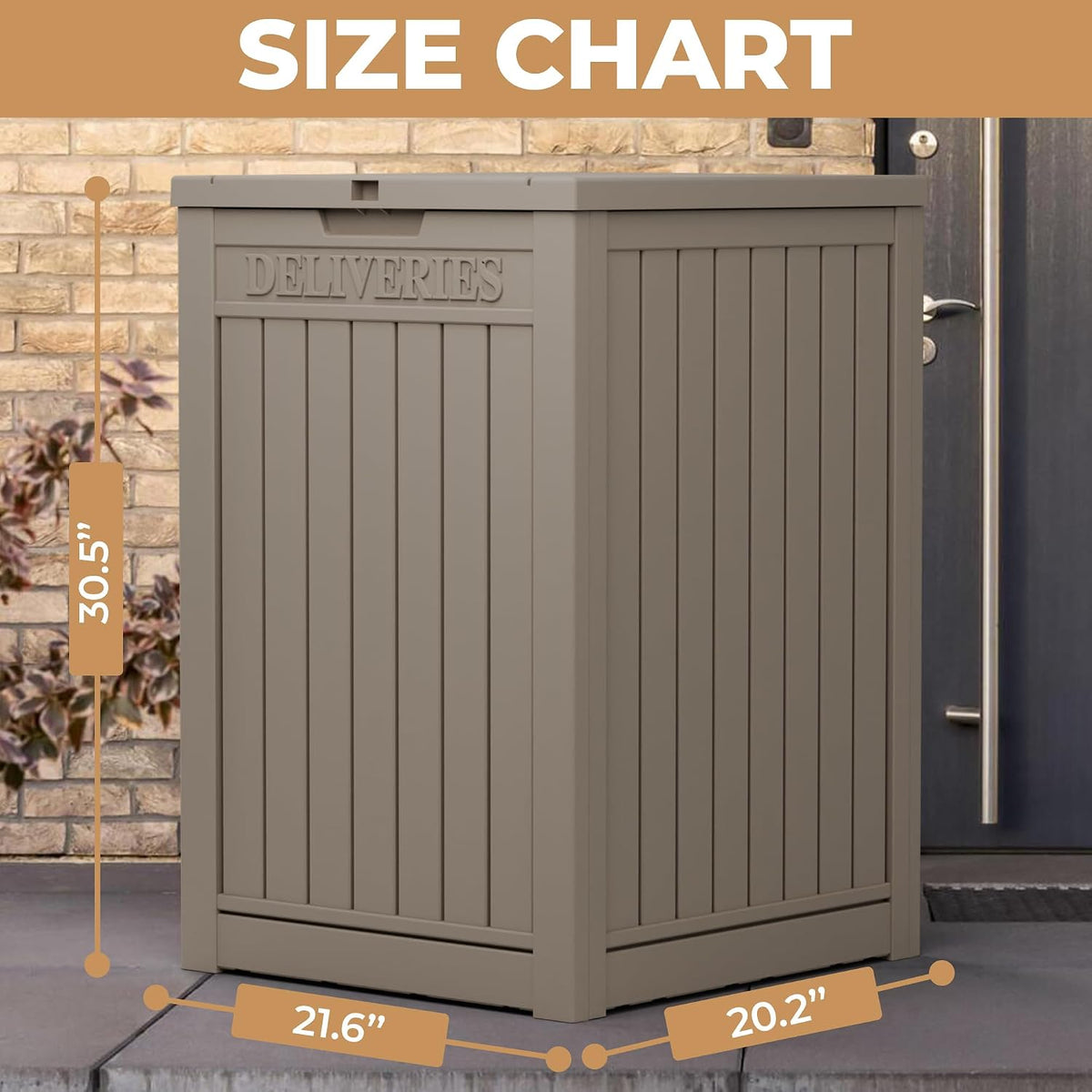 55 Gallon Package Delivery Box for Outside,Weather Resistant UV Protection Resin Outdoor Storage Parcel Box for Porches, Front Door, Balconies, Garages