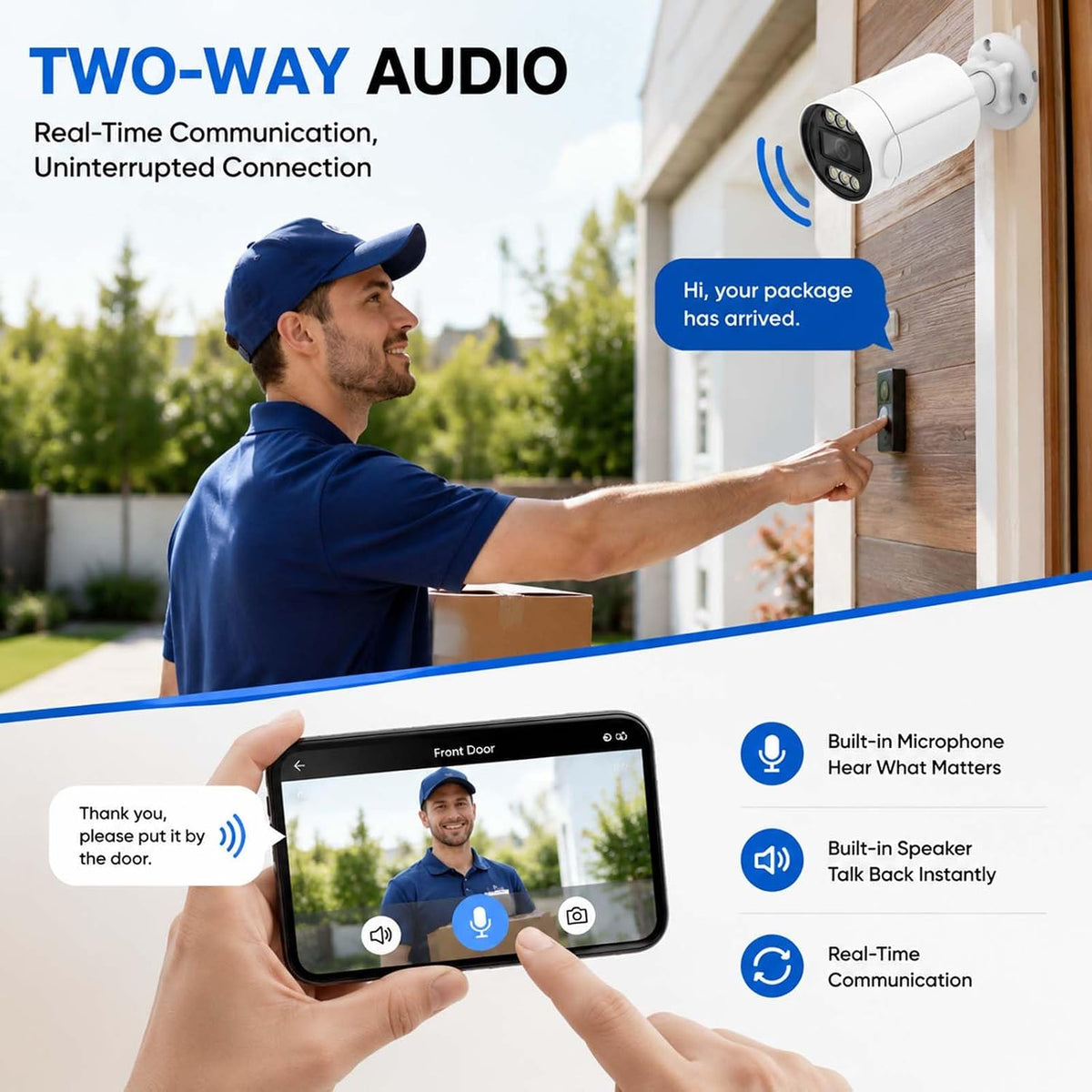 4k 8mp poe outdoor security camera, 2.8mm 108°, side view