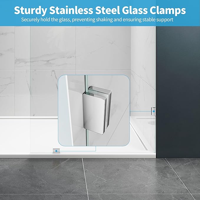 Shower Glass Panel, 28.5" W x 78.75" H Fixed Shower Screen Panel