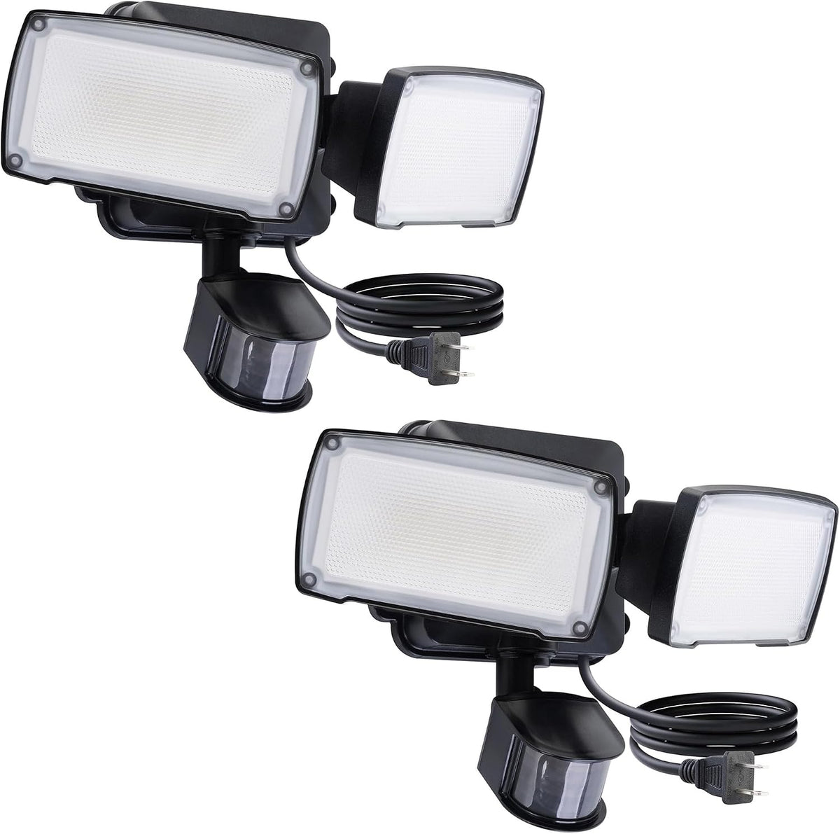 LUTEC 2 Pack 21W Plug in Motion Sensor Light Outdoor, Flood Lights Outdoor