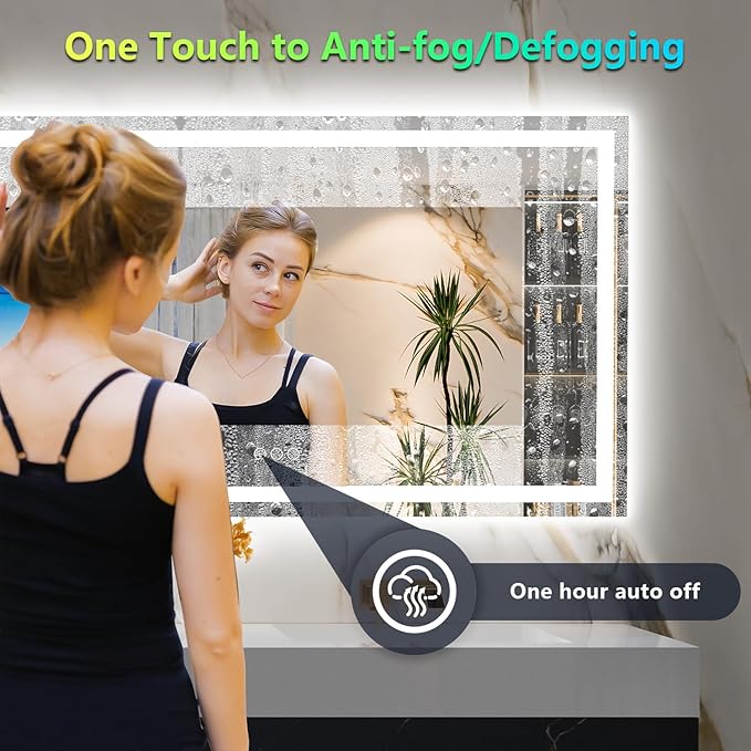 YEELAIT 60x40 Inch RGB LED Bathroom Mirror Front Light and RGB Backlit Lighted