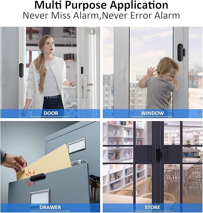 AKOYU 5-Pack Window Alarms for Home Security, 120dB Door and Window Open Sensor