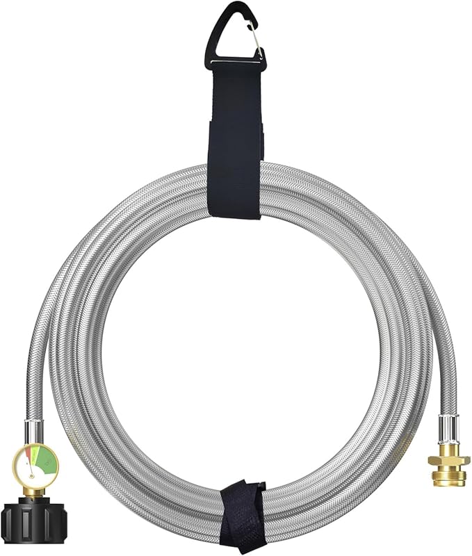 NQN 12FT Stainless Braided Propane Adapter Hose