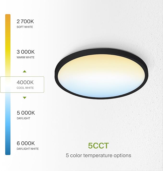 ASD LED 12" Round Flush Mount Ceiling Light Fixture, Low Profile Surface (4 Pack)