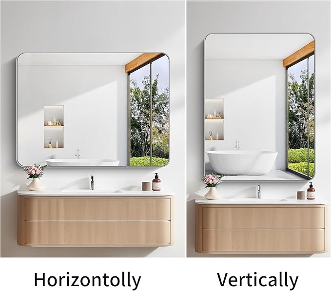 FORBATH 36x48 Inch Silver Bathroom Mirror