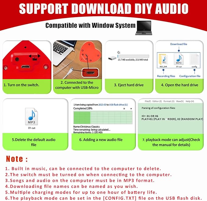 Voice Recorder, XLW 16min USB Downloadable, Recordable Sound Chips Module
