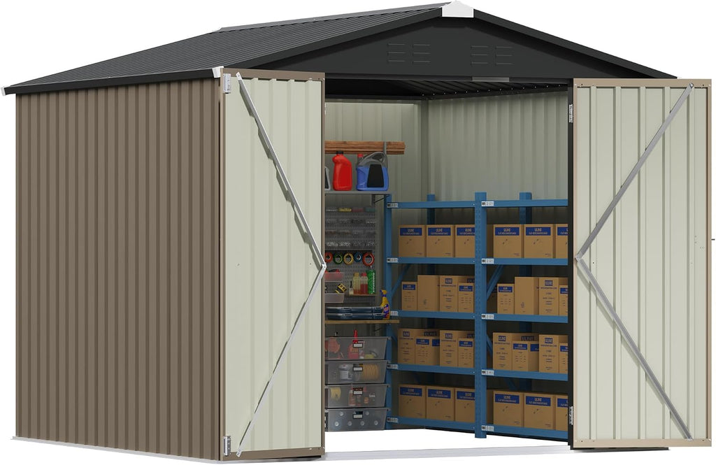 patiowell 8x8 ft storage shed, outdoor metal sheds, package contents