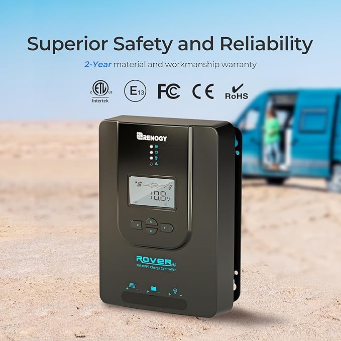 Renogy Charge Controller-Rover 30A MPPT 12V/24V Auto-Detect LCD Display | 99.9%