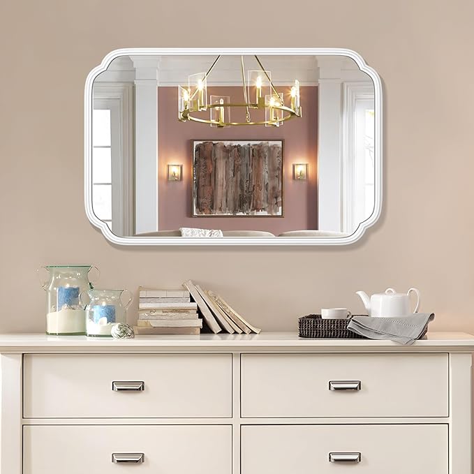 White Bathroom Mirror for Over Sink 24×36 Inch