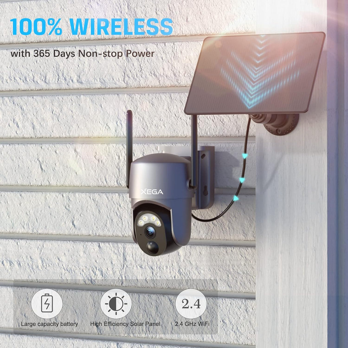 xega security camera wireless outdoor 2k 360° ptz shown in use