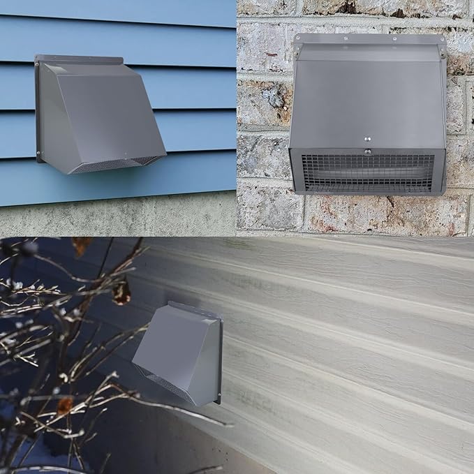 6 Inch Hooded Wall Vent with Screen and Damper, 6 Inch Exhaust Vent Cover Cap