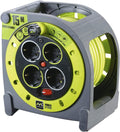 Masterplug Pro-XT Cable Reel 15 m, Extension 4 Schuko Eschufes, Electric Extension 3000 W Grey/Green