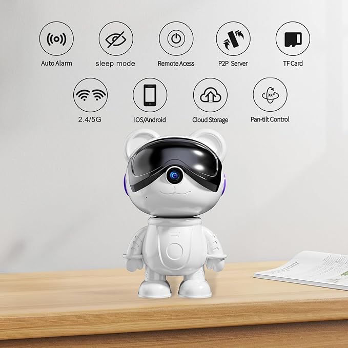 Dzcctvipc-Cute Bear-2K Wireless-Smart Robot-Home Security