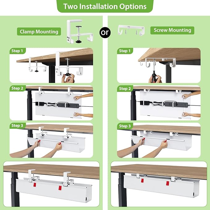 KEEGH No Drill Under Desk Cable Management Tray