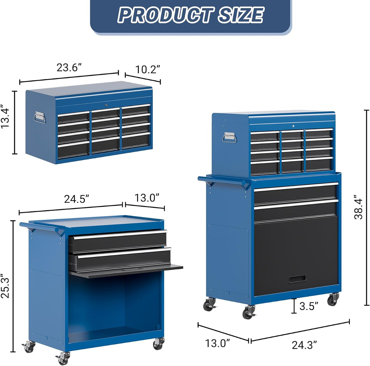 airwire 8-drawer tool chest, rolling tool storage cabinet, close-up detail