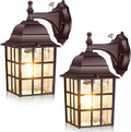 Brightever 2-Pack Dusk to Dawn Outdoor Wall Light, Waterproof Exterior Wall Lantern Lighting Fixtures with Photocell Sensor, Brown Modern Outside Wall Sconce with E26 Base for House Porch Garage