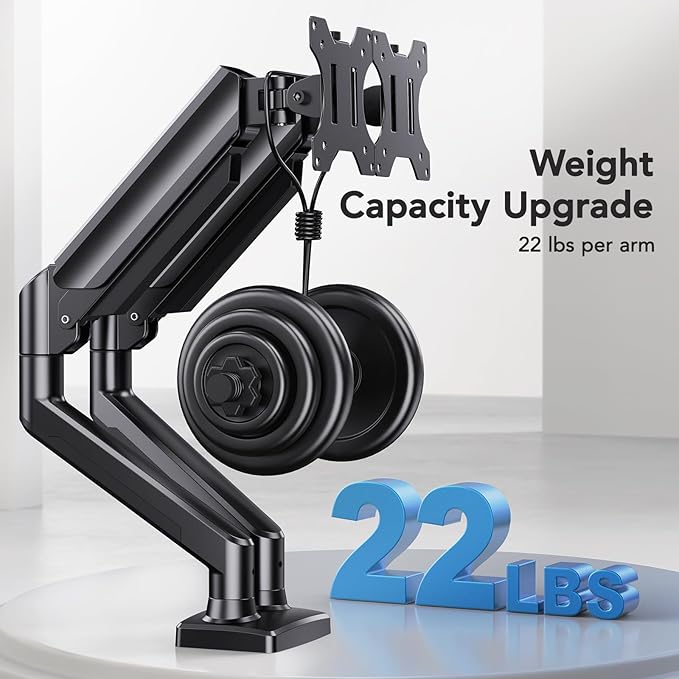 HUANUO Dual Monitor Mount for 2 Monitors up to 32 inches, Each Arm Holds Max
