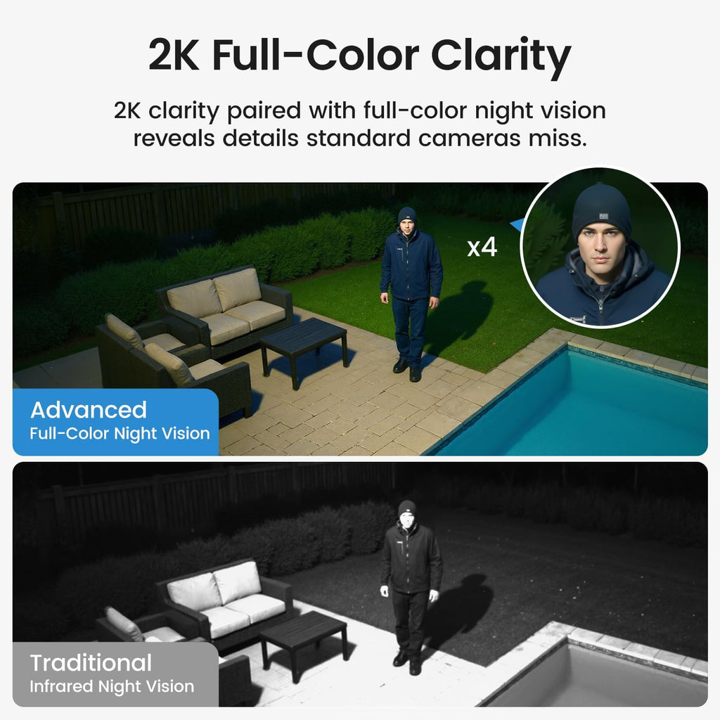 aosu 2k qhd solar security cameras wireless outdoor showing dimensions