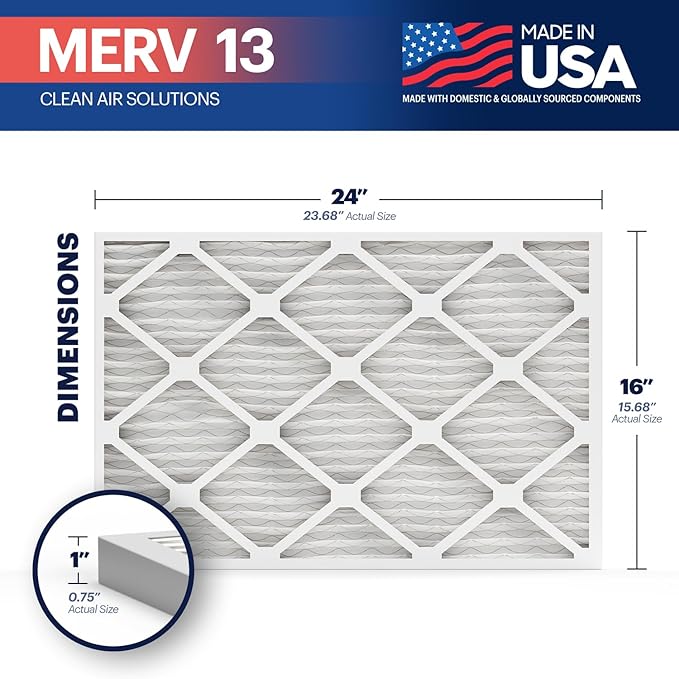 BNX TruFilter 16x24x1 Air Filter MERV 13 (4 Pack)