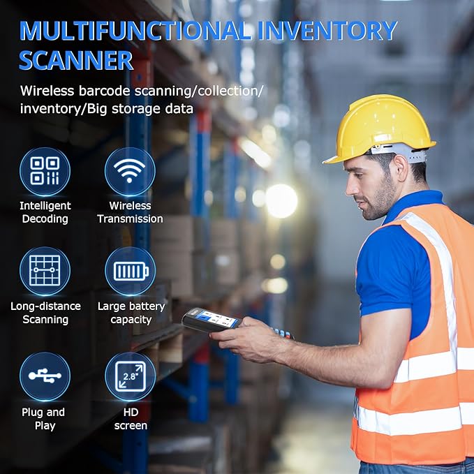 ONEWSCAN Wireless Barcode Scanner, Portable Inventory Scanner 1D&2D&PDF417