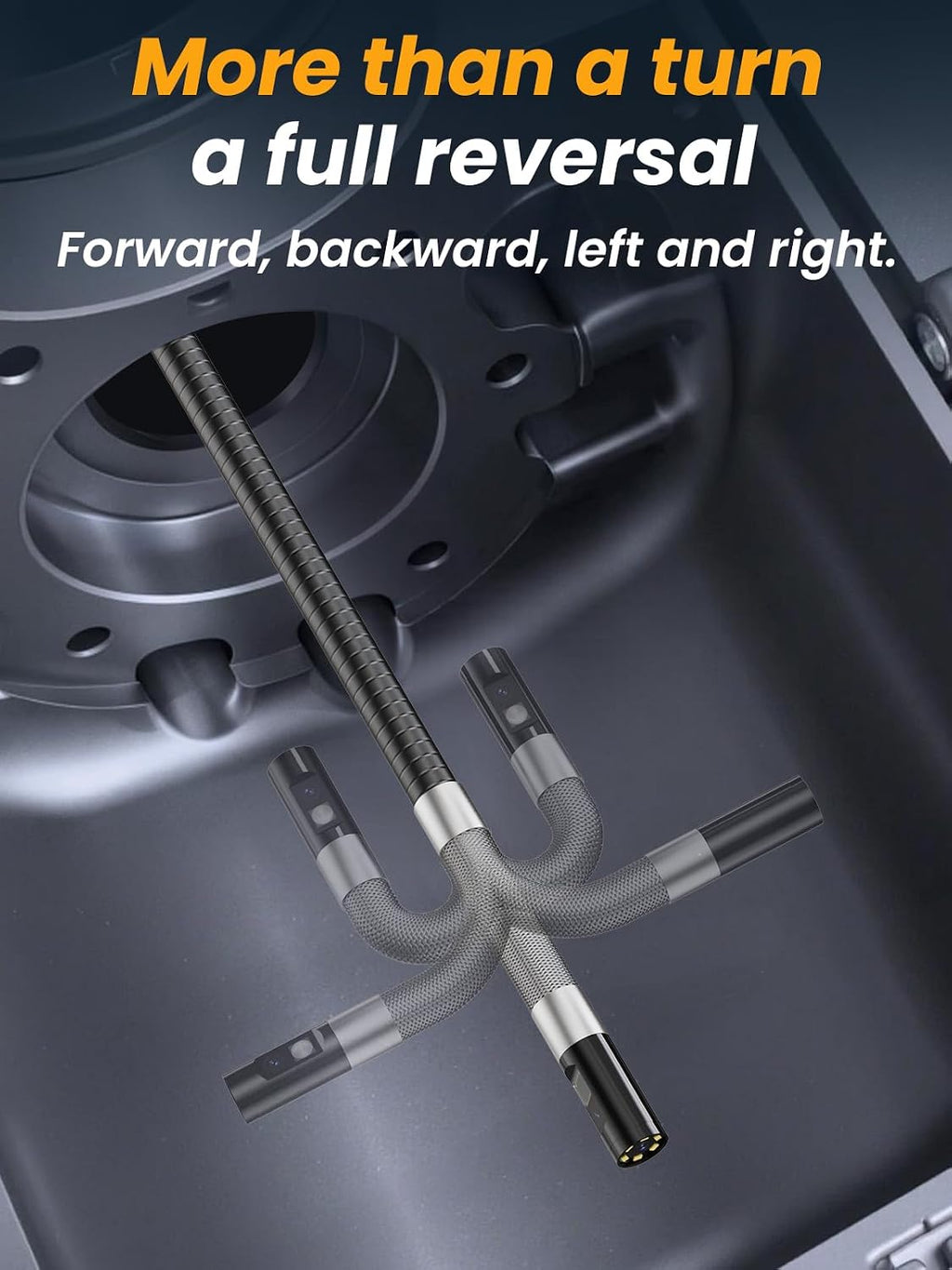 acoath two-way articulating borescope, endoscope camera with light shown in use