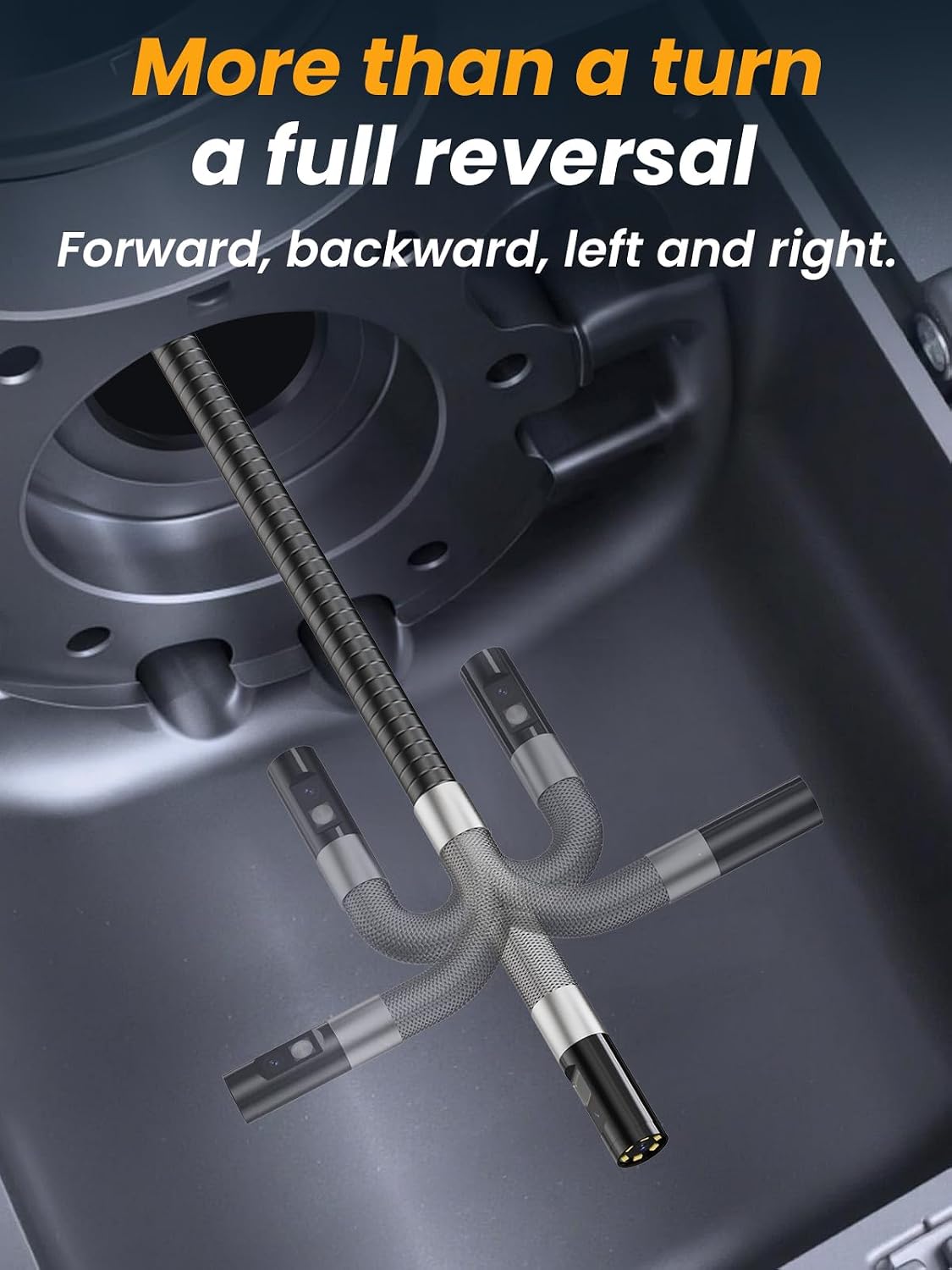 acoath two-way articulating borescope, endoscope camera with light shown in use