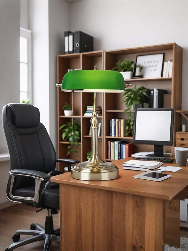 Newrays Glass Bankers Desk Lamp