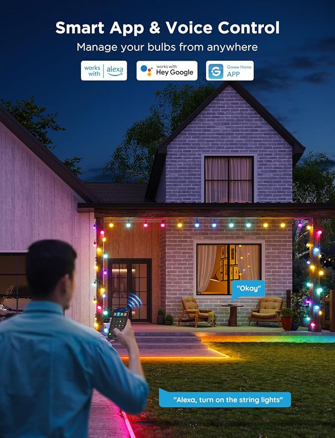 Govee Smart Outdoor String Lights 2, 96ft RGBIC Outdoor Lights