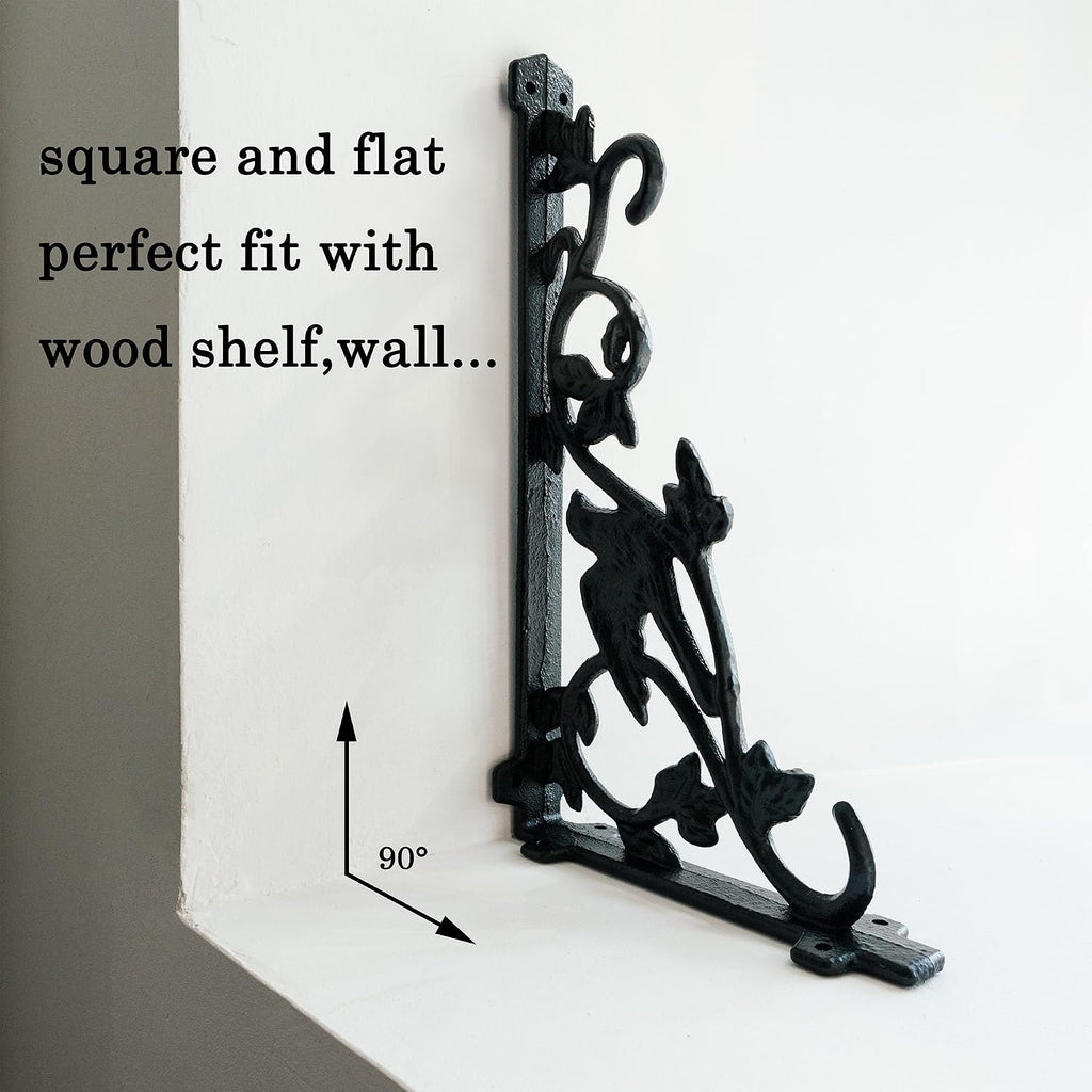 12 Inch Decorative Bird Shelf Brackets,2 Pack Cast Iron Shelf Supply,12''*6.5'' Antique Black Corbel,Screws Anchor Included