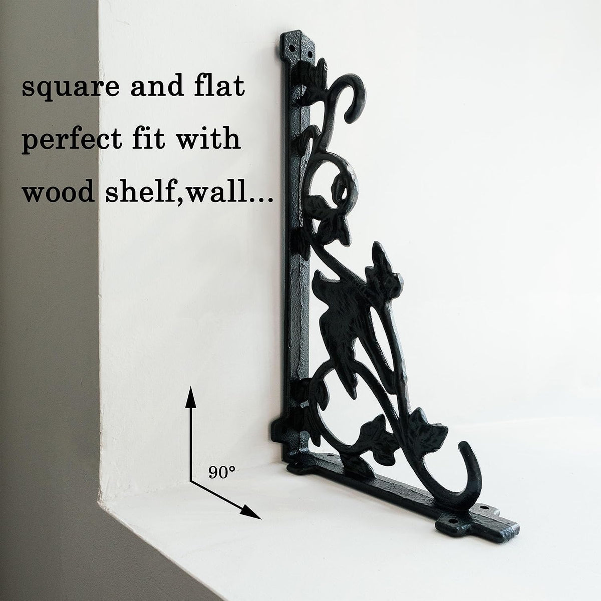 12 Inch Decorative Bird Shelf Brackets,2 Pack Cast Iron Shelf Supply,12''*6.5'' Antique Black Corbel,Screws Anchor Included