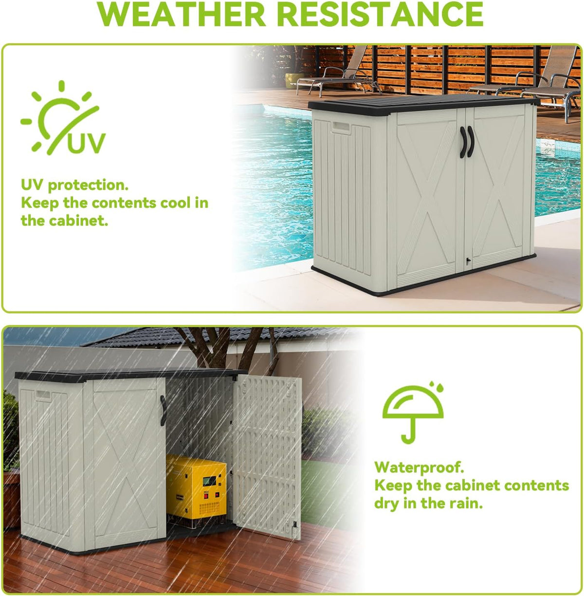 devoko 26 cu ft resin outdoor storage cabinet showing dimensions