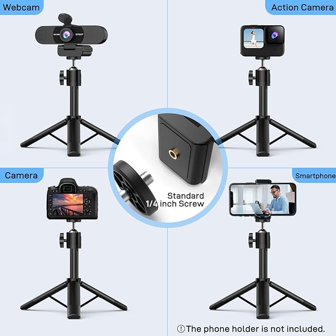 EMEET C960 Webcam with Tripod, 1080P Webcam with Microphone, Adjustable Height