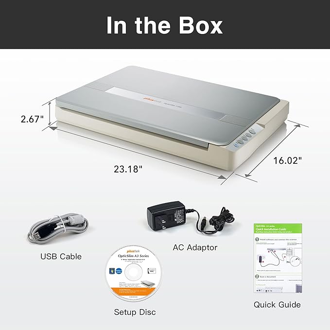 Plustek OS1180 - Flat Scanner for Graphics and Documents in A3 Format, Design