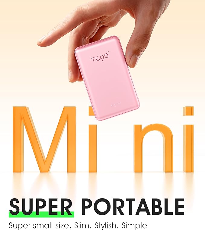 TG90° 2 Pack 5000mAh Portable Charger, Mini Power Bank Built-in Foldable AC