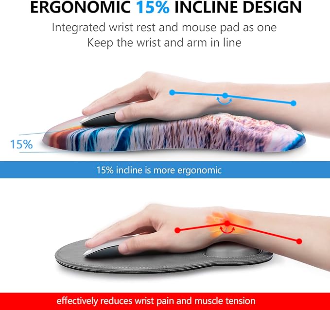 Mouse Pad Wrist Support, Laokiiy 2 in1 Keyboard Wrist Rest+ Ergonomic Mouse Pad