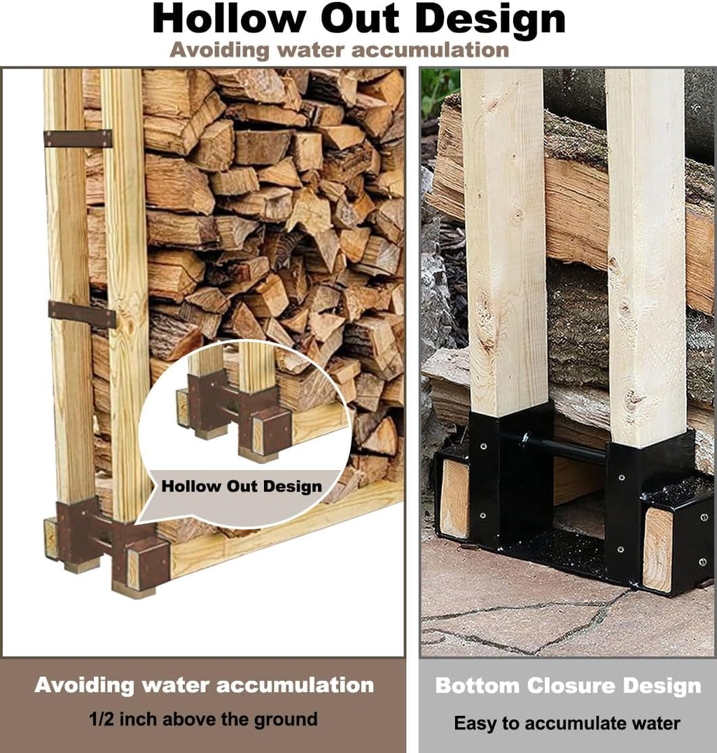 outdoor firewood rack bracket kit for 2x4 lumber showing dimensions