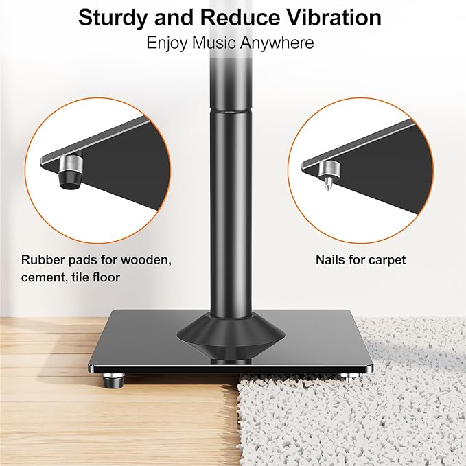 ELIVED Universal Speaker Stands Height Adjustable 28"-37.4", Bookshelf Speaker