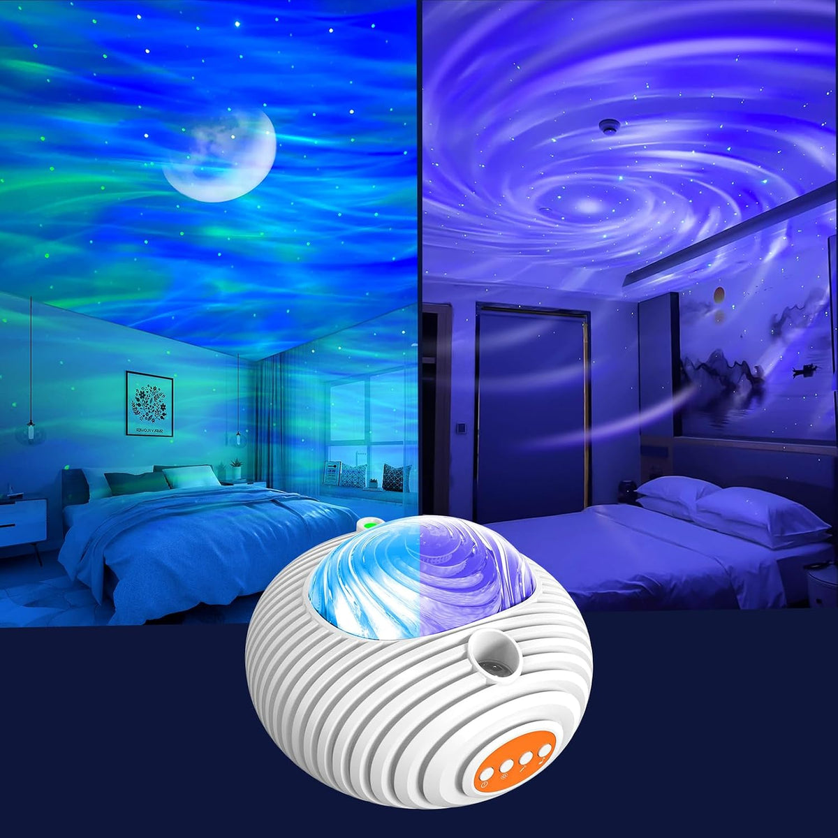 ELITUN Star and Aurora Night Light, Dual Effect Moon Galaxy Projector