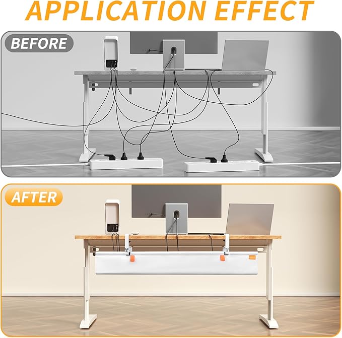 SUREUP9 No Drill Under Desk Cable Management Tray, Fabric Cable Management
