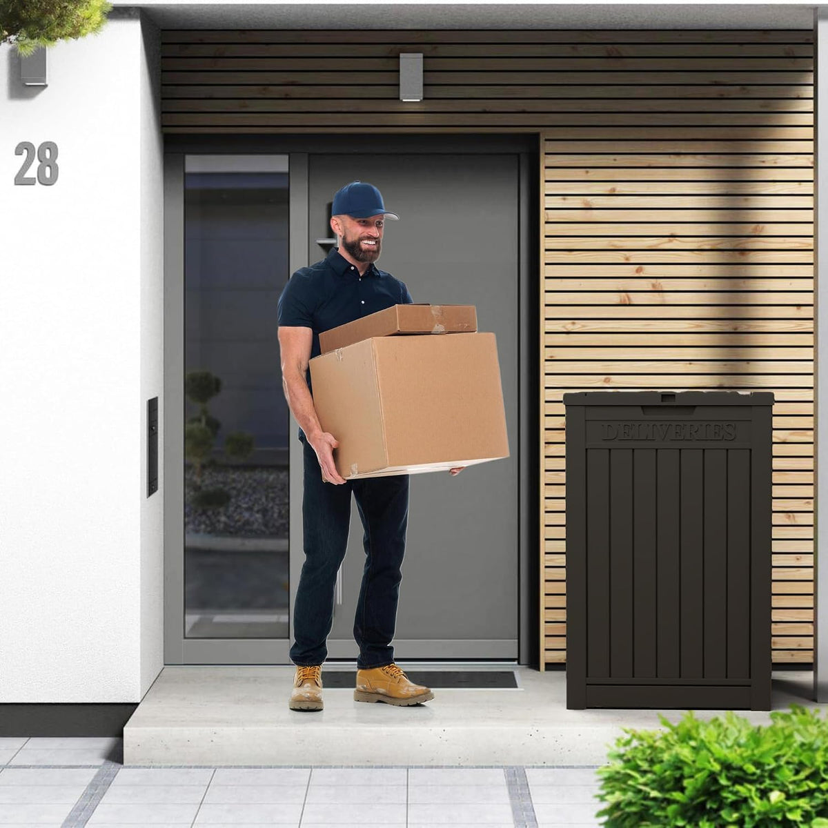 55 gallon package delivery box for outside,weather resistant on a desk or shelf