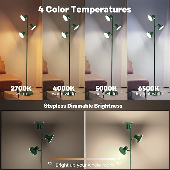 SIBRILLE 36W LED Tree Floor Lamp, Modern Dimmable Standing Lamp