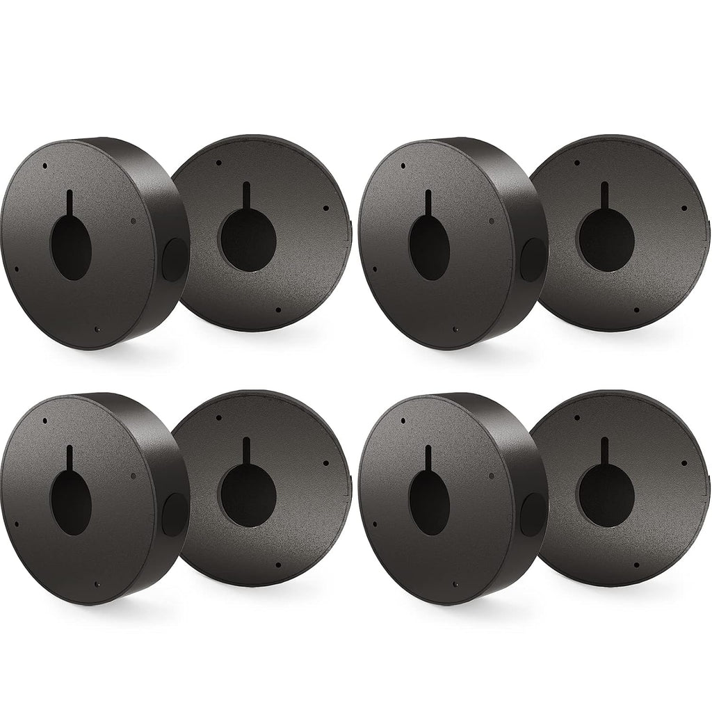 ENS Custom Drilling Junction Box for Security Cameras - Aluminum Enclosure - Dome/Turret/Bullet/Fisheye Cameras Base, 2 Side and 1 Bottom 3/4" Holes - Dark, 3.5" Diameter, 8 Pack