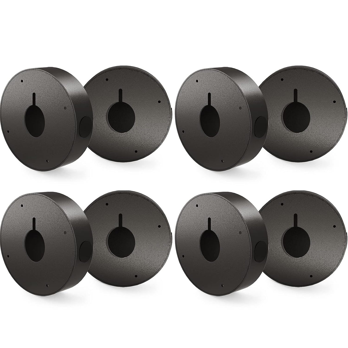 ENS Custom Drilling Junction Box for Security Cameras - Aluminum Enclosure - Dome/Turret/Bullet/Fisheye Cameras Base, 2 Side and 1 Bottom 3/4" Holes - Dark, 3.5" Diameter, 8 Pack